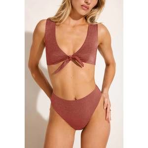 NEW VITAMIN A cassia crop bikini top in pink metallic